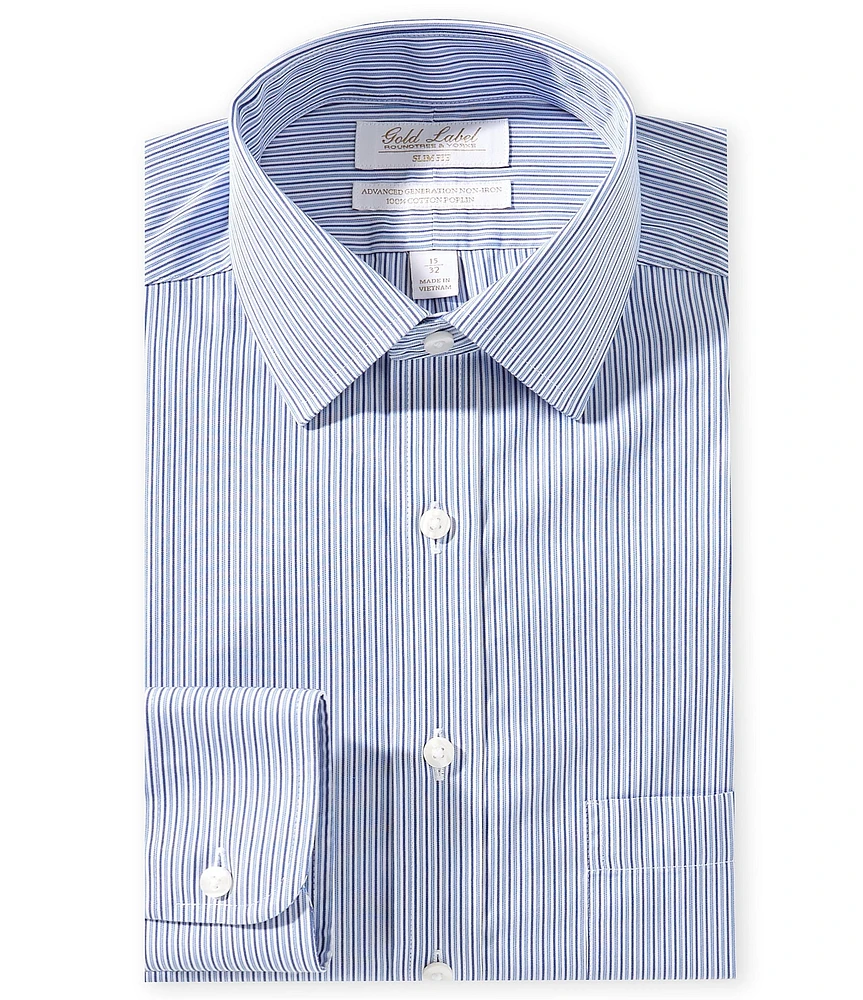 Gold Label Roundtree & Yorke William Slim Fit Non-Iron Spread Collar Striped Dress Shirt