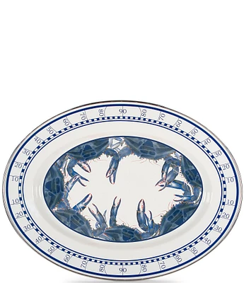 Golden Rabbit Enamelware Blue Crab Oval Platter