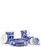 Golden Rabbit Enamelware Cobalt Swirl 12-Piece Dinnerware Set