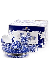 Golden Rabbit Enamelware Cobalt Swirl 12-Piece Dinnerware Set