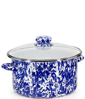 Golden Rabbit Enamelware Cobalt Swirl 6-Quart Stock Pot