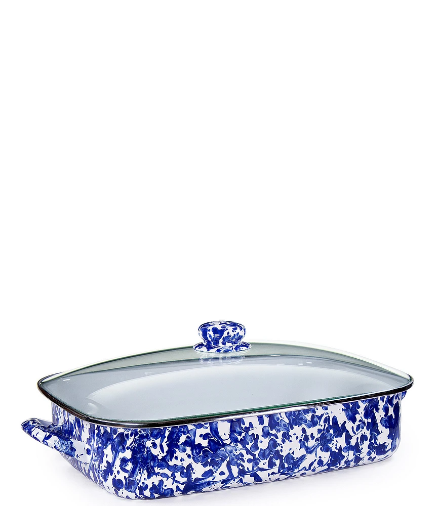 Golden Rabbit Enamelware Cobalt Swirl Roasting Pan