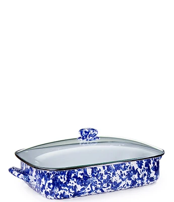 Golden Rabbit Enamelware Cobalt Swirl Roasting Pan