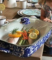 Golden Rabbit Enamelware Cobalt Swirl Roasting Pan