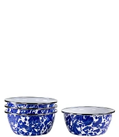 Golden Rabbit Enamelware Cobalt Swirl Salad Bowls, Set of 4