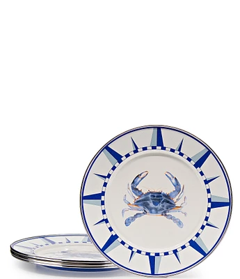 Golden Rabbit Enamelware Blue Crab Dinner Plates, Set of 4