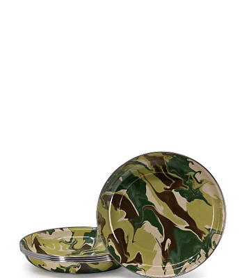 Golden Rabbit Enamelware Camouflage Pasta Plates, Set of 4