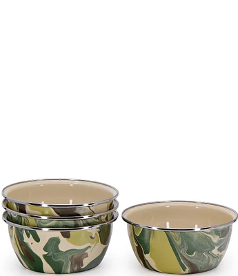 Golden Rabbit Enamelware Camouflage Salad Bowls, Set of 4