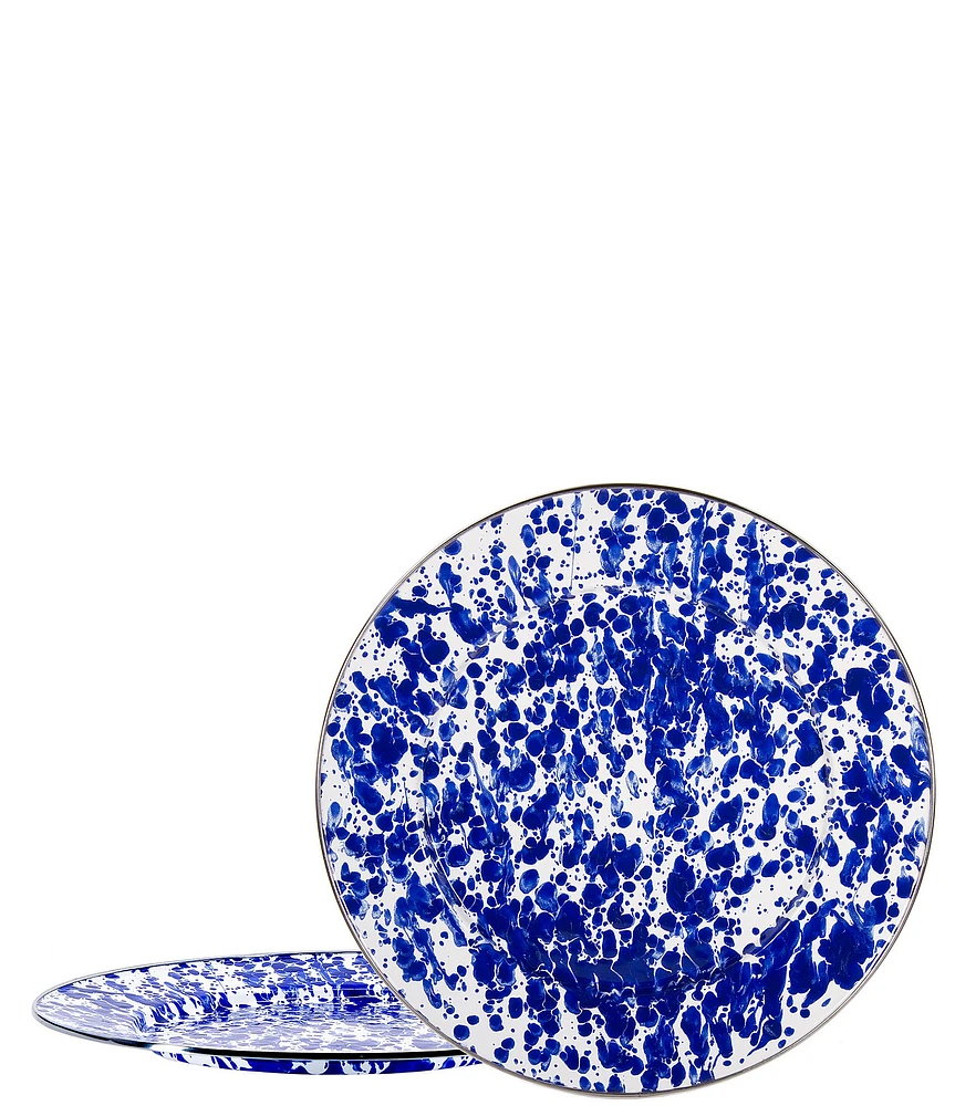 Golden Rabbit Enamelware Cobalt Swirl Charger Plates, Set of 2