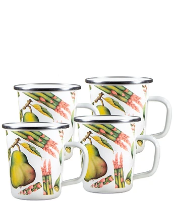 Golden Rabbit Enamelware Fresh Produce Latte Mugs, Set of 4