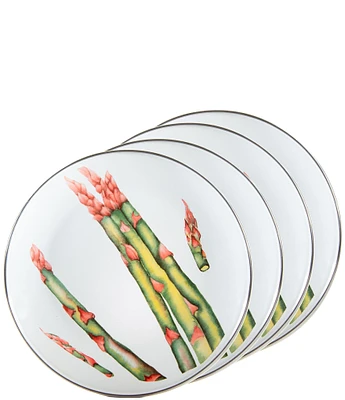 Golden Rabbit Enamelware Asparagus Fresh Produce Sandwich Plates, Set of 4