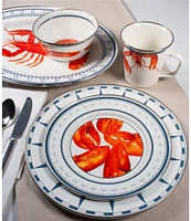 Golden Rabbit Enamelware Lobster Dinner Plates, Set of 4