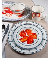 Golden Rabbit Enamelware Lobster Sandwich Plates, Set of 4