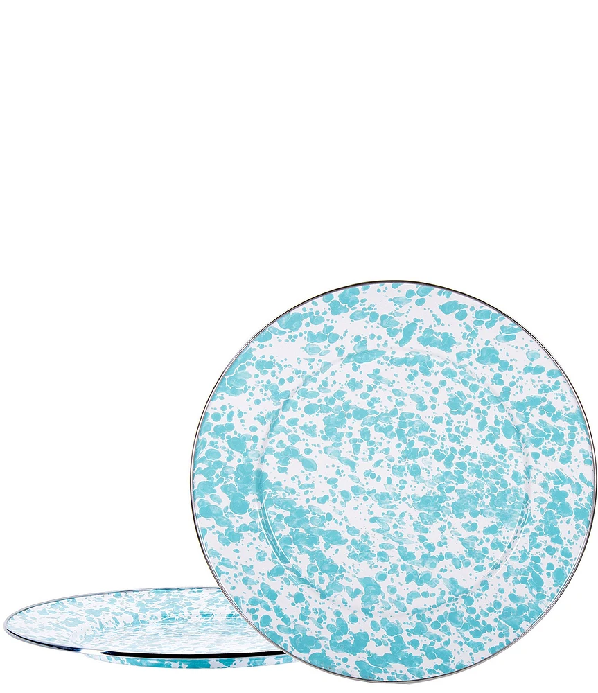 Golden Rabbit Enamelware Sea Glass Swirl Charger Plates, Set of 2