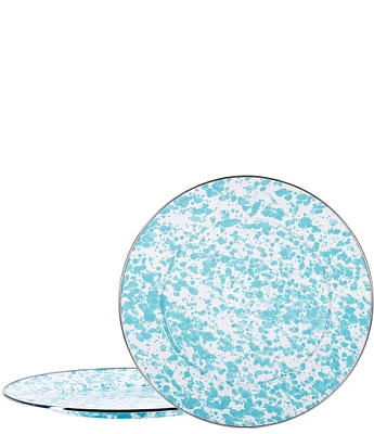 Golden Rabbit Enamelware Sea Glass Swirl Charger Plates, Set of 2