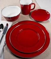 Golden Rabbit Enamelware Solid Texture Red Sandwich Plates, Set of 4