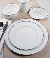 Golden Rabbit Enamelware Solid Texture White Charger Plates, Set of 2