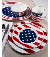 Golden Rabbit Enamelware Stars & Stripes Charger Plates, Set of 2