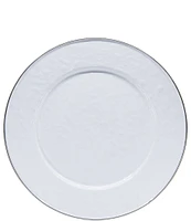 Golden Rabbit Enamelware Solid Textured White Dinner Plates, Set of 4