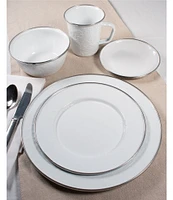 Golden Rabbit Enamelware Solid Textured White Dinner Plates, Set of 4