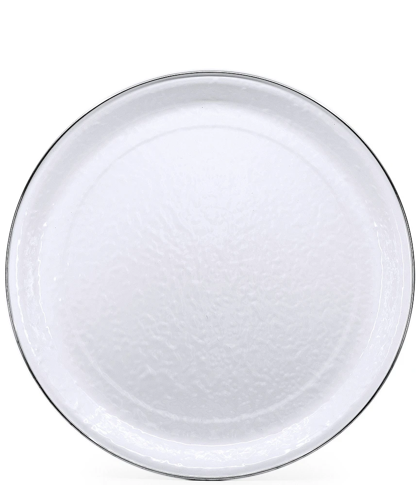 Golden Rabbit Enamelware Solid Texture White Large Tray