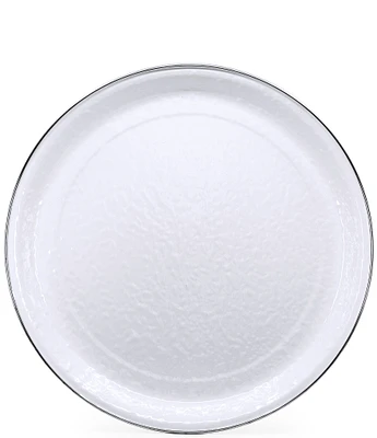 Golden Rabbit Enamelware Solid Texture White Large Tray