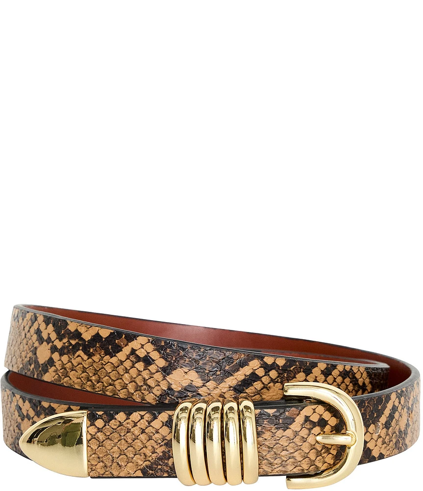 Good American 0.8#double; Slim 5-Ring Snake Print Belt