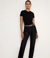 Good American 0.8#double; Slim 5-Ring Snake Print Belt