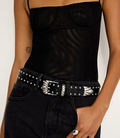 Good American 1.5#double; Wide Studded Western Belt