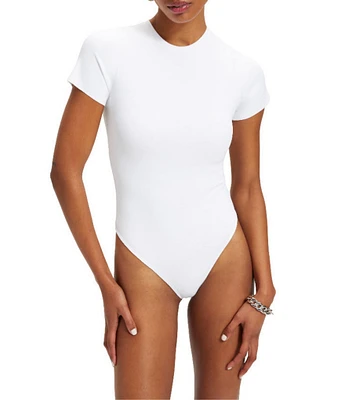 Good American Compressive Scuba Crew Neck Short Sleeve Bodysuit