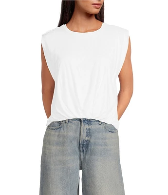 Good American Cotton Muscle Crew Neck Sleeveless Tee