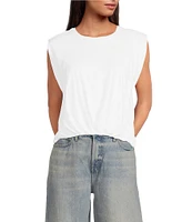 Good American Cotton Muscle Crew Neck Sleeveless Tee