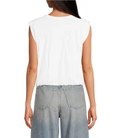 Good American Cotton Muscle Crew Neck Sleeveless Tee