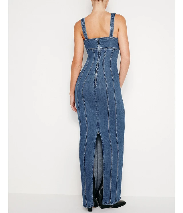 Good American Denim Corset Sweetheart Neck Sleeveless Maxi Dress | Liberty  Center