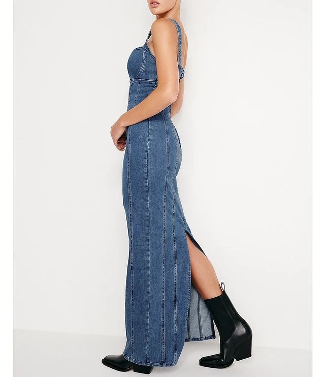 Good American Denim Corset Sweetheart Neck Sleeveless Maxi Dress | Liberty  Center
