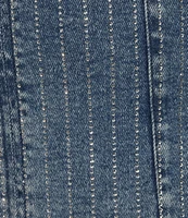 Good American Denim Rhinestone Square Neck Sleeveless Shift Dress