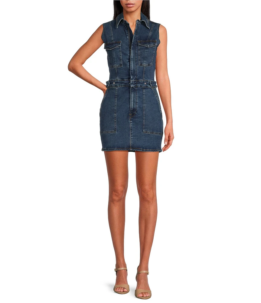 Good American Fit For Success Sleeveless Mini Denim Dress