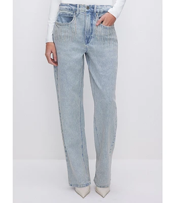 Good American Good 90's Diamond Fringe Relaxed Jeans