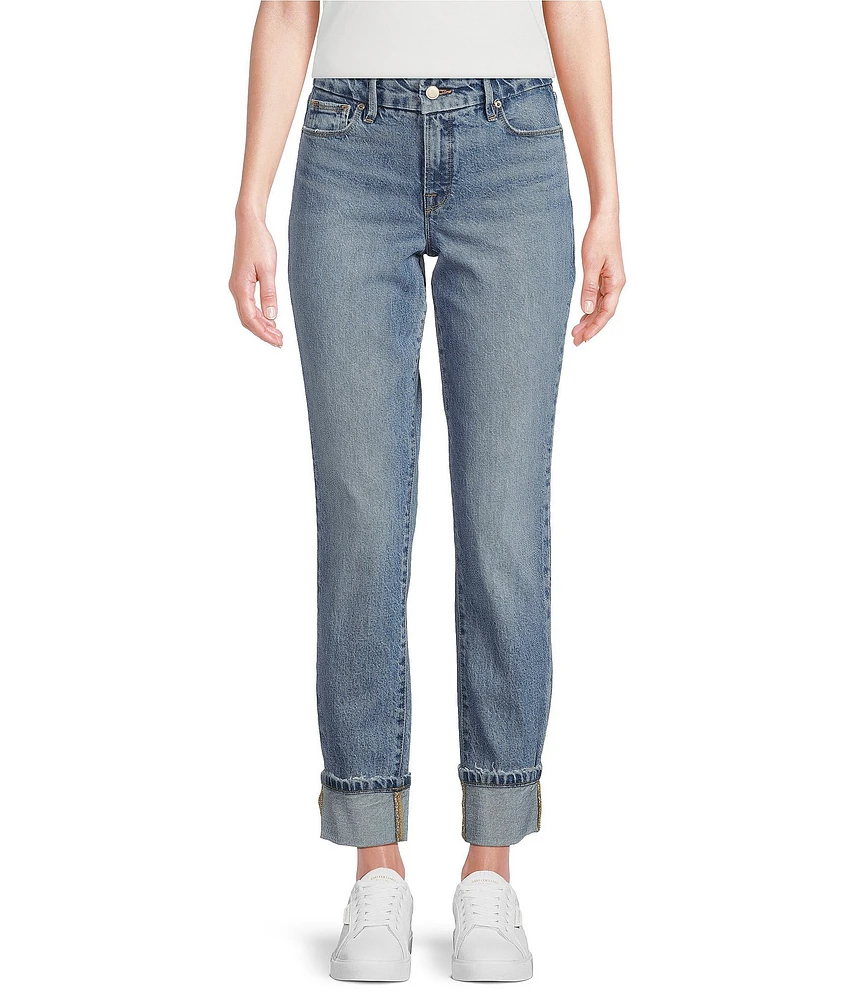 Good American Good Classic Mid-Rise Slim Straight Jeans
