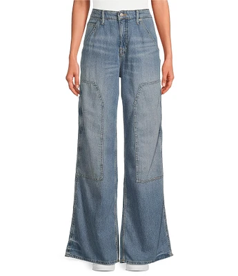Good American Good Ease Mid-Rise Wide-Leg Carpenter Jeans