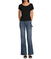 Good American Good Icon Mid-Rise Straight Carpenter Jeans