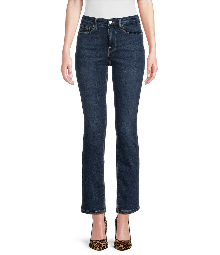 Good American Good Leg High Rise Straight Stretch Denim Jeans
