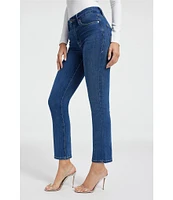 Good American Good Leg High Rise Straight Stretch Denim Jeans