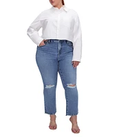 Good American Good Legs Plus Mid Rise Cropped Mini Boot Jeans