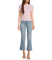 Good American Good Legs Soft-Tech Mid Rise Crop Mini Boot Jeans
