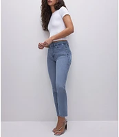 Good American Good Legs Straight Denim Split Pocket Jeans