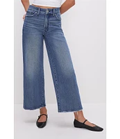 Good American Good Waist Denim High Rise Palazzo Cropped Jeans