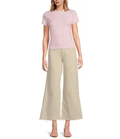 Good American Good Waist High Rise Palazzo Cropped Leg Jeans