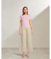 Good American Good Waist High Rise Palazzo Cropped Leg Jeans