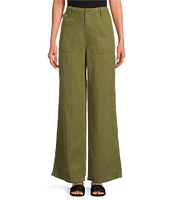 Good American Lite Linen Mid-Rise Straight Leg Pants